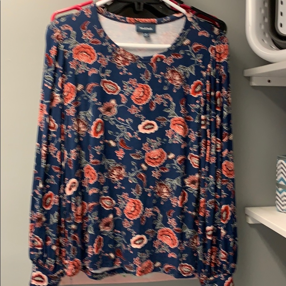 Large Floral Long Bishop Sleeved ModCloth Top